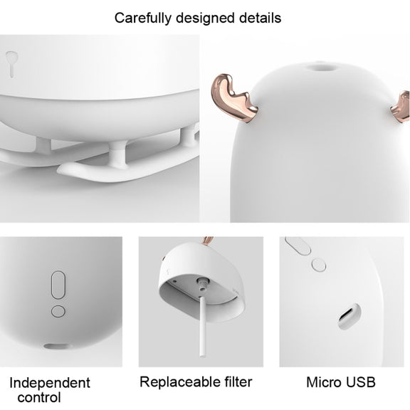 SOTHING DSHJ-H-009 260ML Deer Air Humidifier USB Home Atmosphere Night Light Air Purifier(White)
