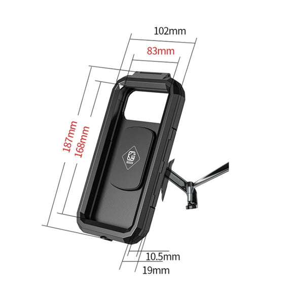 Kewig Bicycle Motorcycle Rearview Mirror Water-resistant Box Touch Screen Phone Holder(Large)