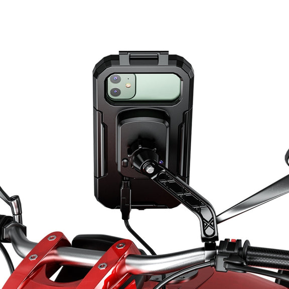 Kewig Bicycle Motorcycle Rearview Mirror Water-resistant Box Touch Screen Phone Holder(Large)