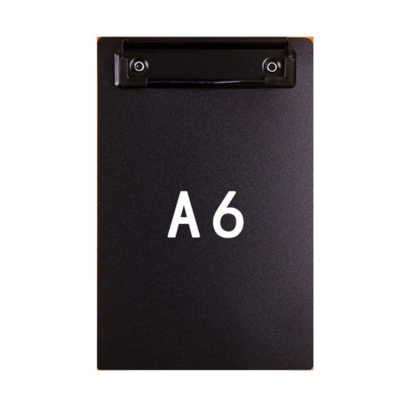 Simple File Board Folder Student Writing Board Paper Clip Restaurant Menu Folder(A6 Black)
