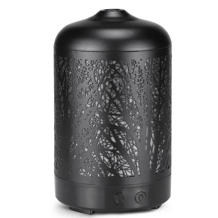 Metal Tree Air Humidifier Essential Oil Diffuser Mist Maker Colorful LED Lamp Diffuser Aromatherapy Air Purifier, EU Plug(Black)