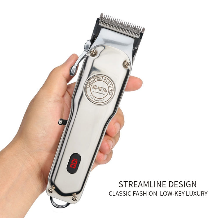 Retro Oil Head Electric Pusher Strong Power Electric Fader LCD Digital Display Rechargeable Hair Clipper(US Plug)