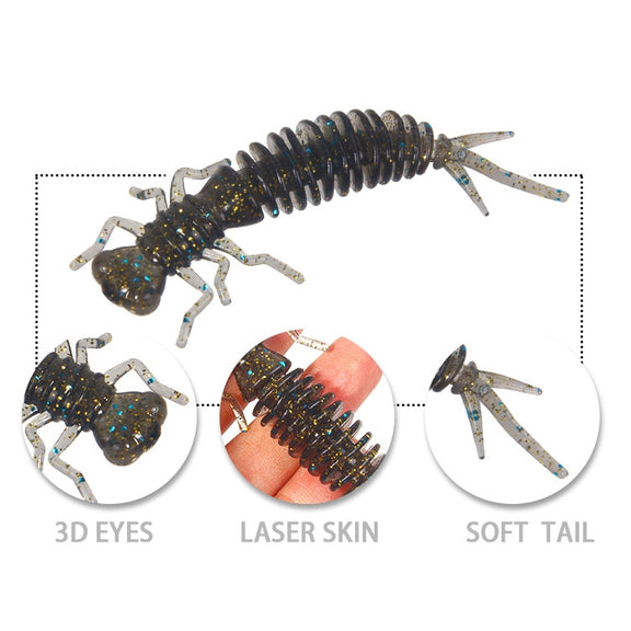 15 PCS 8-color Larvae Silicone Soft Bait Lure Bait, Size:75MM(Blue)