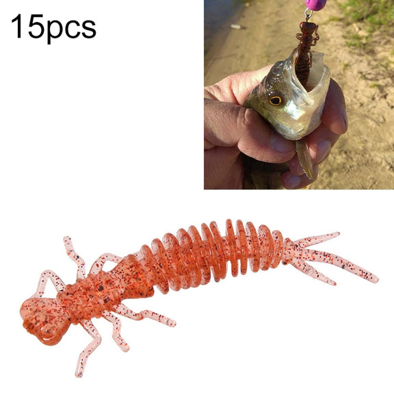 15 PCS 8-color Larvae Silicone Soft Bait Lure Bait, Size:75MM(Pink)