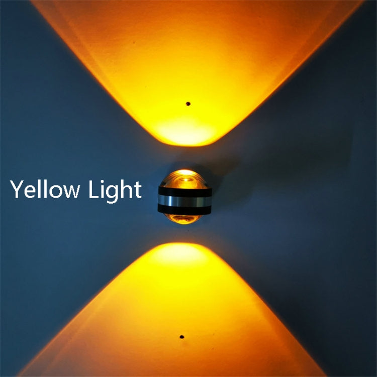 LED Up And Down Light Wall Light Double-Sided Crystal Aluminum Lights Upper Outlet, Power:2W(Yellow Light)