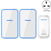 CACAZI A68-2 One to Two Wireless Remote Control Electronic Doorbell Home Smart Digital Wireless Doorbell, Style:UK Plug(White)