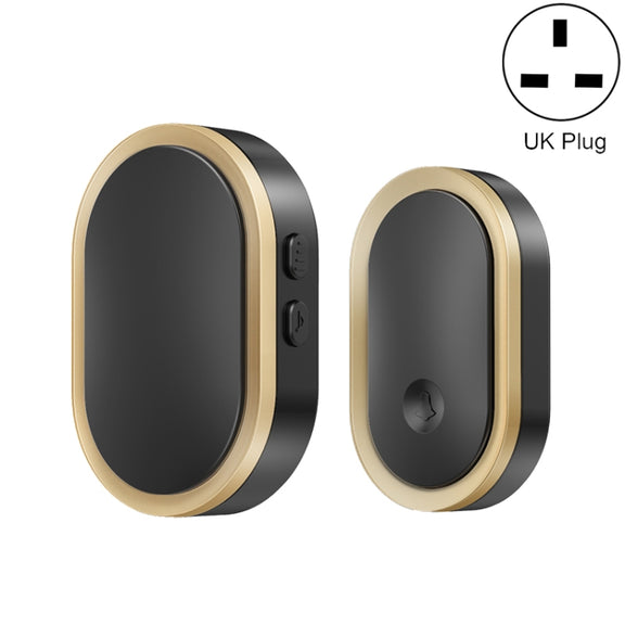 CACAZI A99 Home Smart Remote Control Doorbell Elderly Pager, Style:UK Plug(Black Gold)