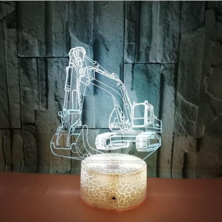 3W Excavator 3D Light Colorful Touch Control Light Creative Small Table Lamp with Crack Base, Style:Touch Switch