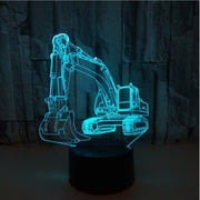 3W Excavator 3D Light Colorful Touch Control Light Creative Small Table Lamp with Crack Base, Style:Touch Switch