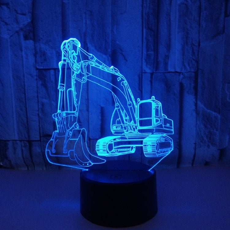 3W Excavator 3D Light Colorful Touch Control Light Creative Small Table Lamp with Crack Base, Style:Touch Switch