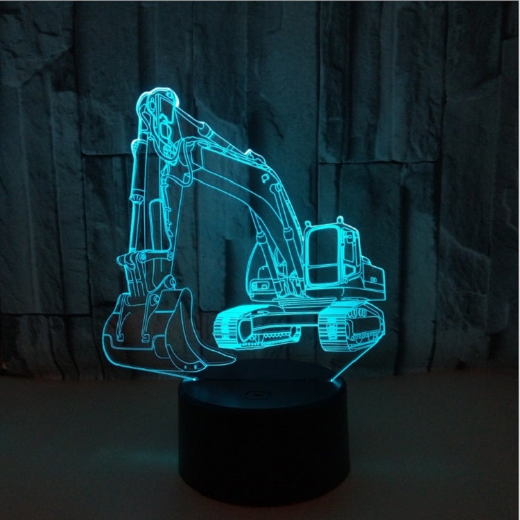 3W Excavator 3D Light Colorful Touch Control Light Creative Small Table Lamp with Crack Base, Style:Touch Switch + Remote Control