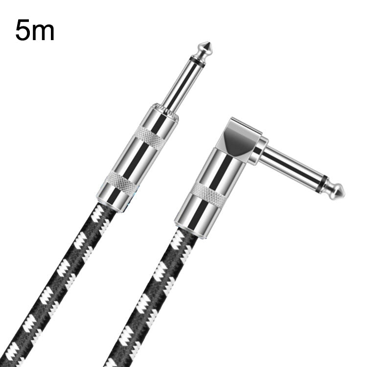 5m 1 Straight Head +1 Elbow Head 6.35mm Guitar Cable Oxygen-Free Copper Core TS Large Two-core Cable