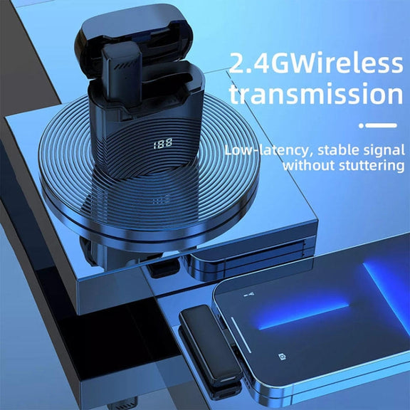 S13 Dual Microphone 8 Pin Interface Wireless Lavalier Noise Canceling Microphone with Charging Case