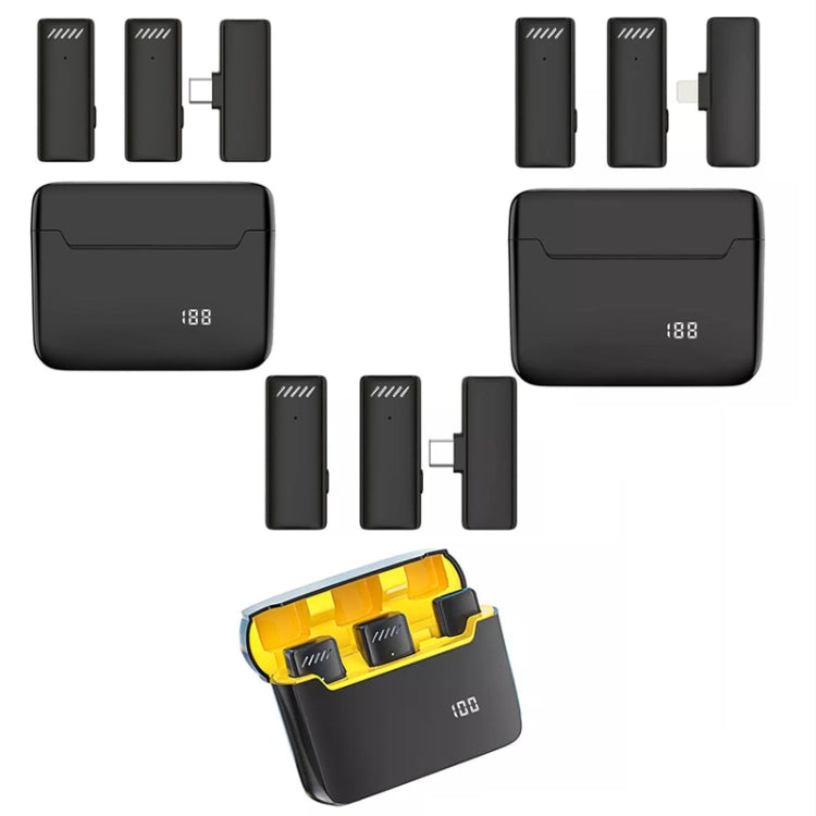 S13 One To Two Yellow Case USB-C/Type-C Interface Wireless Lavalier Noise Canceling Microphone with Charging Case