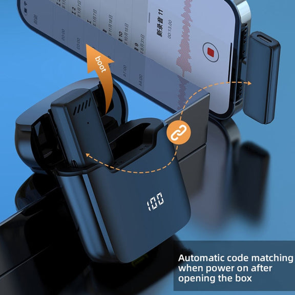 S13 One To Two Yellow Case USB-C/Type-C Interface Wireless Lavalier Noise Canceling Microphone with Charging Case