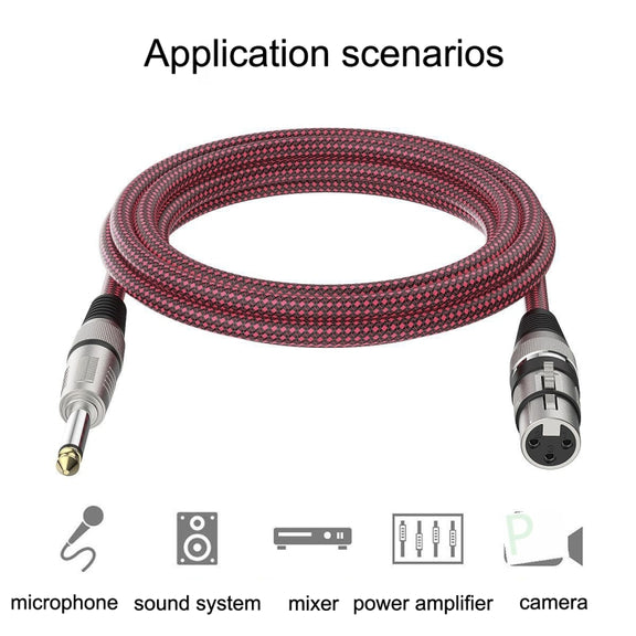 25m Red and Black Net TRS 6.35mm Male To Caron Female Microphone XLR Balance Cable