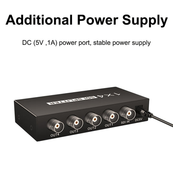 1 In 4 Out SD-SDI / HD-SDI / 3G-SDI Distribution Amplifier Video SDI Splitter(US Plug)