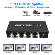 1 In 4 Out SD-SDI / HD-SDI / 3G-SDI Distribution Amplifier Video SDI Splitter(US Plug)