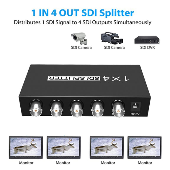1 In 4 Out SD-SDI / HD-SDI / 3G-SDI Distribution Amplifier Video SDI Splitter(US Plug)