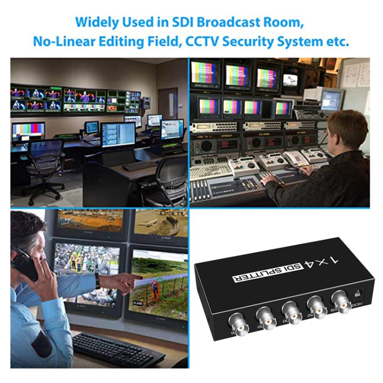 1 In 4 Out SD-SDI / HD-SDI / 3G-SDI Distribution Amplifier Video SDI Splitter(US Plug)