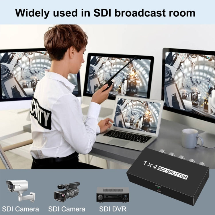 1 In 4 Out SD-SDI / HD-SDI / 3G-SDI Distribution Amplifier Video SDI Splitter(US Plug)