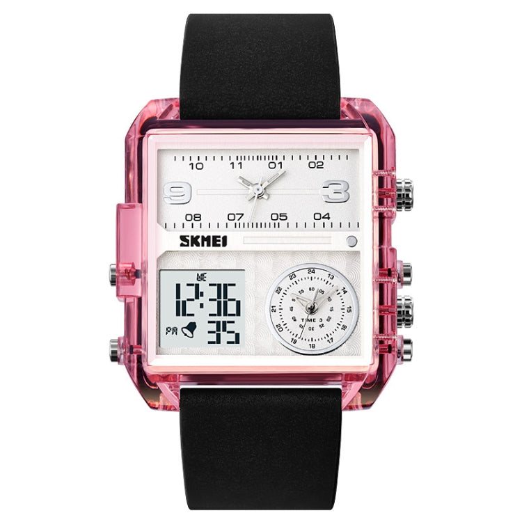 SKMEI 2021 Square Large Dial Triple Movement Men Sports Watch(Transparent Pink)