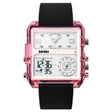 SKMEI 2021 Square Large Dial Triple Movement Men Sports Watch(Transparent Pink) - free shipping - PMC TechLife - Order now!