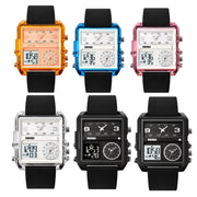 SKMEI 2021 Square Large Dial Triple Movement Men Sports Watch(Transparent Pink)