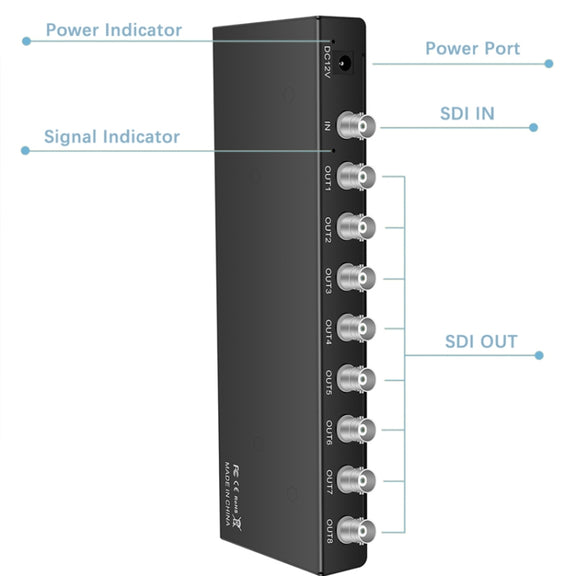 1 In 8 Out SD-SDI / HD-SDI / 3G-SDI Distribution Amplifier Video SDI Splitter(EU Plug)