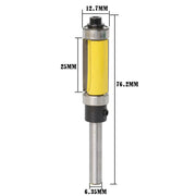 Double Bearing Trimming Knife Woodworking Milling Cutter, Style:1/4x1/2x25cm Yellow