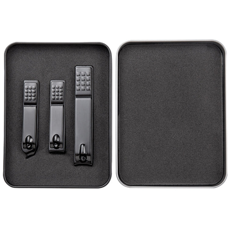 3 in 1 Black Color Titanium Nail Shear Set Exfoliating Manicure Tool, Style:Black (Iron Box)