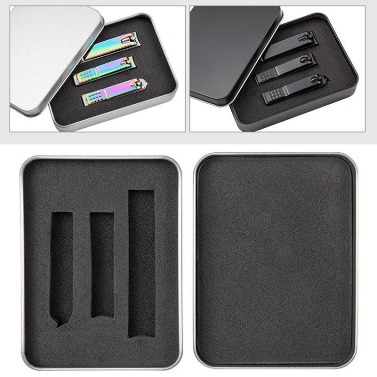 3 in 1 Black Color Titanium Nail Shear Set Exfoliating Manicure Tool, Style:Black (Iron Box)