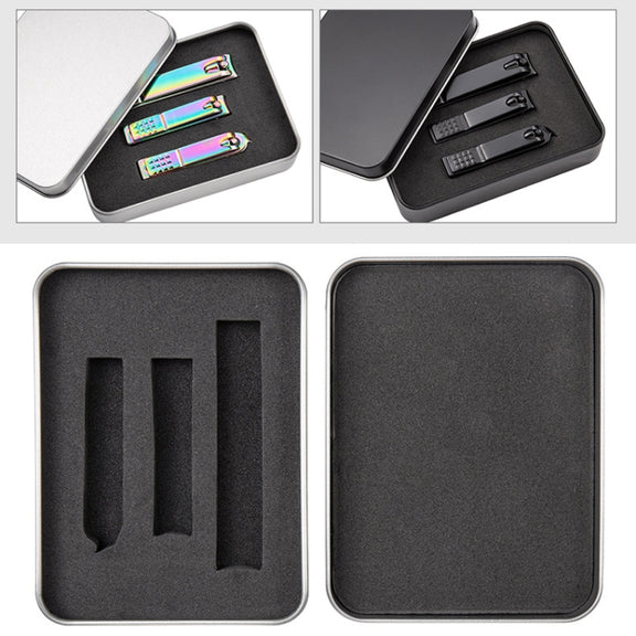 3 in 1 Black Color Titanium Nail Shear Set Exfoliating Manicure Tool, Style:Black (Iron Box)