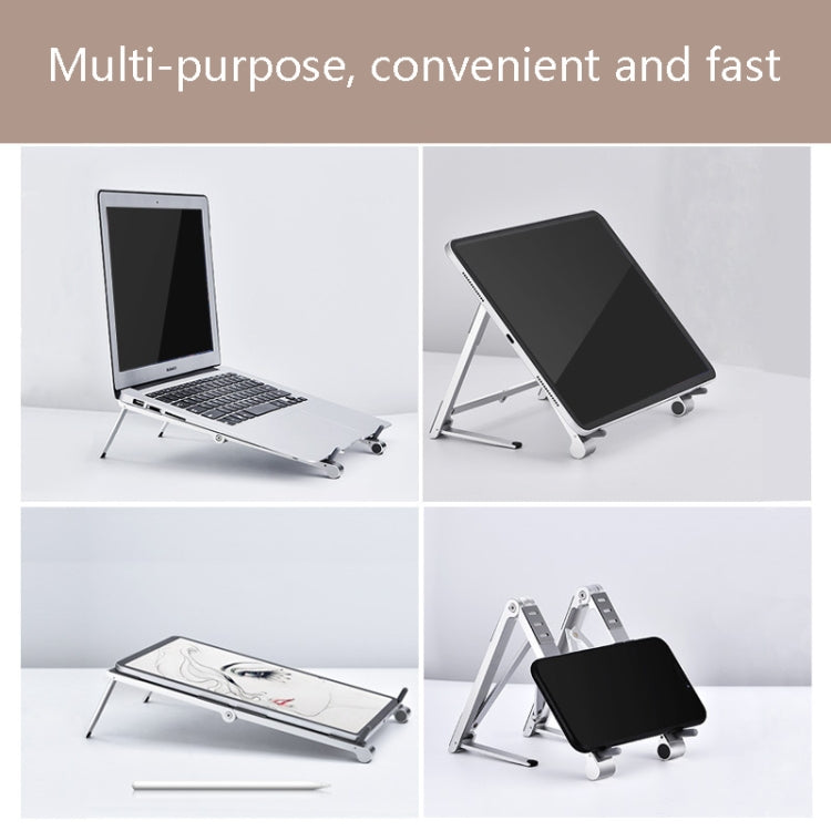 Oatsbasf 03040 Metal Mini Notebook Stand Aluminum Alloy Computer Cooling Folding Bracket(Grey)