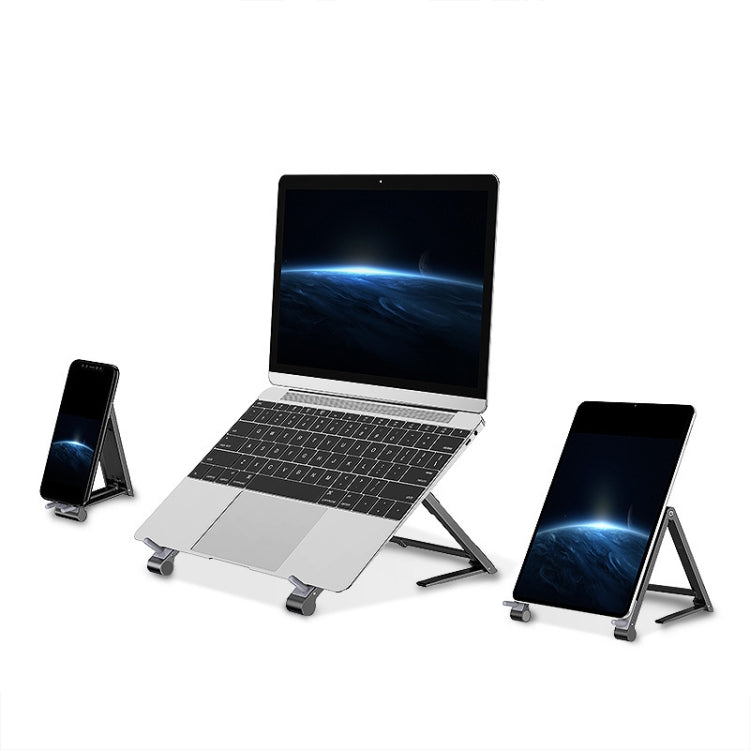 Oatsbasf 03040 Metal Mini Notebook Stand Aluminum Alloy Computer Cooling Folding Bracket(Grey)