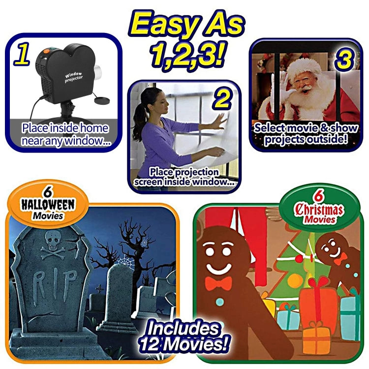 Christmas Halloween Laser Projector Mini Window Home Theater Projector, Plug Type:US Plug