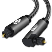 EMK 90 Degree Swivel Adjustable Right Angled 360 Degrees Rotatable Plug Nylon Woven Mesh Optical Audio Cable, Cable Length:1.5m(Black)