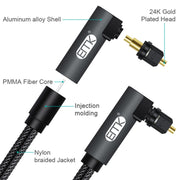 EMK 90 Degree Swivel Adjustable Right Angled 360 Degrees Rotatable Plug Nylon Woven Mesh Optical Audio Cable, Cable Length:5m(Black)