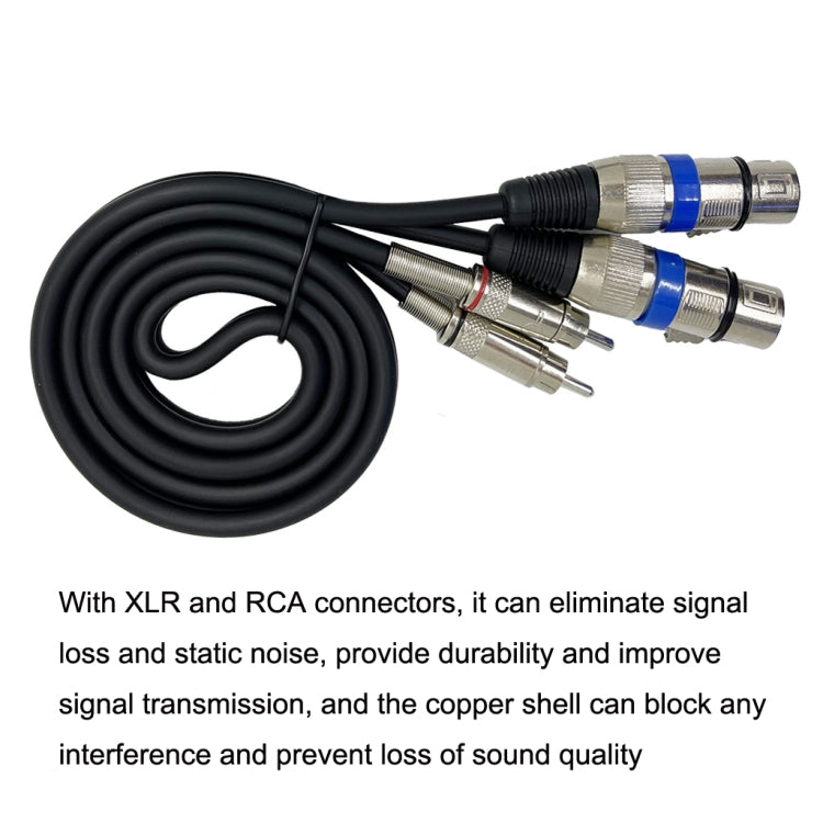 2RCA Male 2XLR Caron Female Speaker Audio Balance Cable, Length:20m