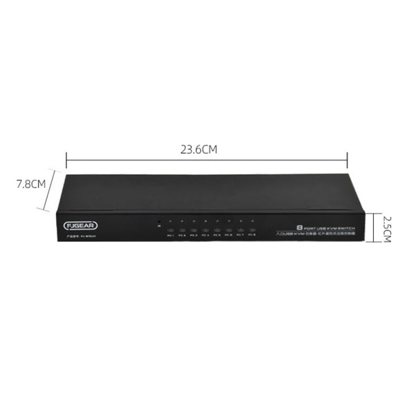 FJGEAR FJ-810UK 8 In 1 Out USB KVM Switcher With Desktop Switch, Plug Type:EU Plug(Black)