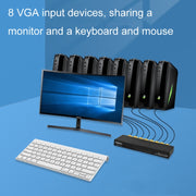 FJGEAR FJ-810UK 8 In 1 Out USB KVM Switcher With Desktop Switch, Plug Type:EU Plug(Black)