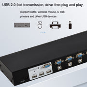 FJGEAR FJ-810UK 8 In 1 Out USB KVM Switcher With Desktop Switch, Plug Type:US Plug(Black)