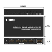 FJGEAR FJ-401HF 4 In 1 Out 4K HDMI Splitter Supports Four Screen Segmentation, Plug Type:US Plug(Black)
