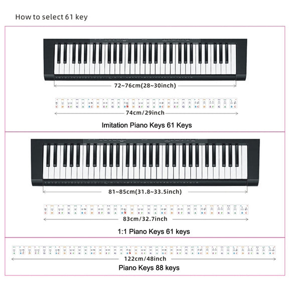 Children Beginner Piano Keyboard Color Stickers Musical Instrument Accessories, Style: Piano Keys 61 keys