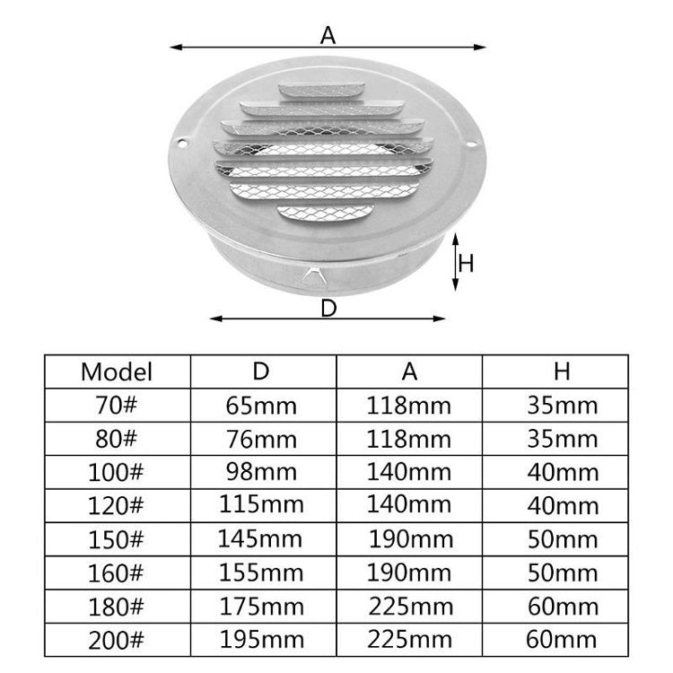 200mm External Wall Stainless Steel Flat Head Rain and Insect Proof Bird Hood