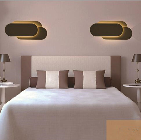 Black circle 18W Creative Simple Bedroom Bedside Living Room Restaurant Hotel Study Hall Corridor Aisle Light LED Tower Stack Wall Lamp(Warm Light)