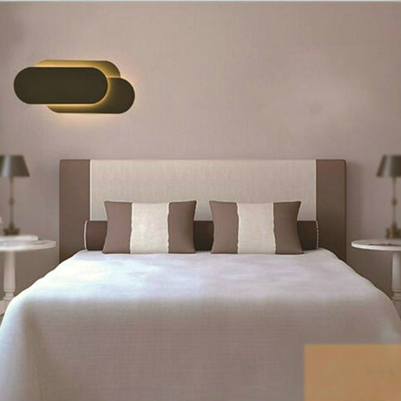 Black circle 18W Creative Simple Bedroom Bedside Living Room Restaurant Hotel Study Hall Corridor Aisle Light LED Tower Stack Wall Lamp(Warm Light)