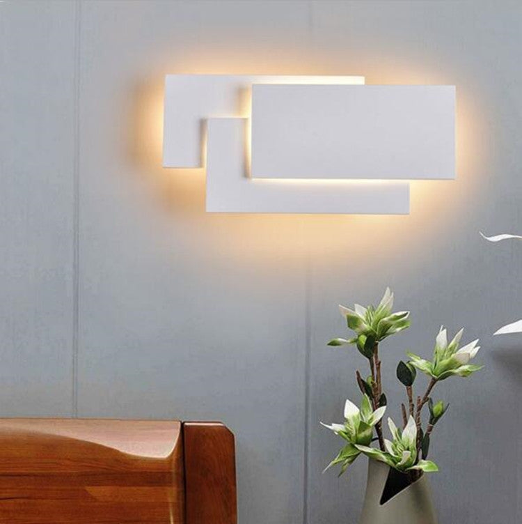 White square 18W Creative Simple Bedroom Bedside Living Room Restaurant Hotel Study Hall Corridor Aisle Light LED Tower Stack Wall Lamp(White Light)