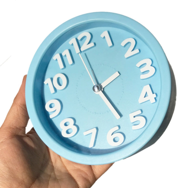 Round 12cm Candy Color Stereo Digital Silent Alarm Clock Children Student Alarm Clock(Blue)