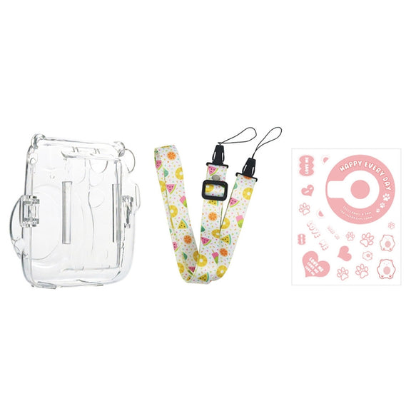 For Fujifilm Instax Mini 11  5sets Storage Case + Shoulder Strap + Sticker 3 In 1 Set(Set 2)